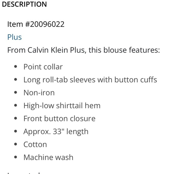 New! Calvin klein plus size 3X white roll tab long sleeve non iron cotton shirt. - Picture 7 of 12